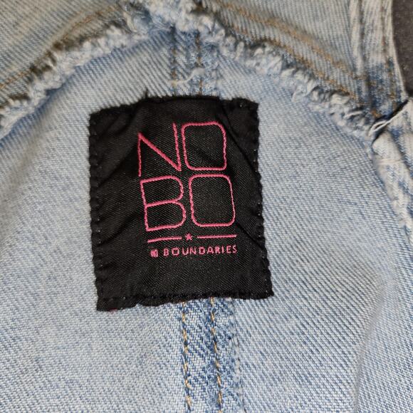 NO BO NO BOUNDARIES Denim Shortall Womens XL Blue Checkerboard Boho Cottagecore - Picture 5 of 12